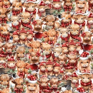 Patchwork Quilting Sewing Fabric Santa Paws Christmas Cows 50x55cm FQ - Picture 1 of 3