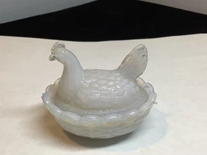 Mini Hen On Nest Grey Glass Lidded Salt Dip Open Dish Cellar VALLERYSTHAL - Picture 1 of 11