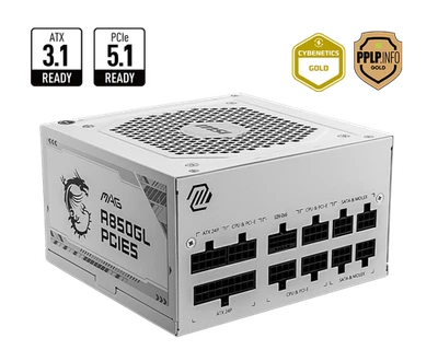 MAG MAG A850GL PCIE5 WHITE Gaming Power Supply full modular 80 PLUS Gold - Bild 1 von 4
