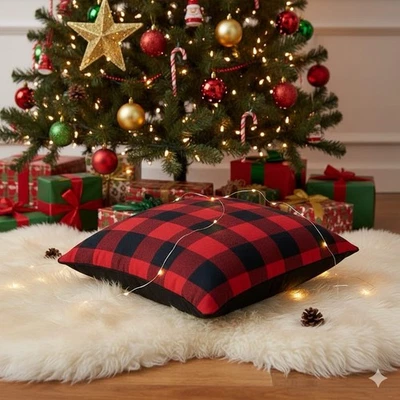 Элегантный 18 «x 18» Buffalo клетку наволочки в красный и черный 4 комплекта - Изображение 1 из 4