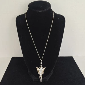 Ciondolo Arwen Evenstar LOTR in argento sterling e collana Figaro firmata 18" - Foto 1 di 16