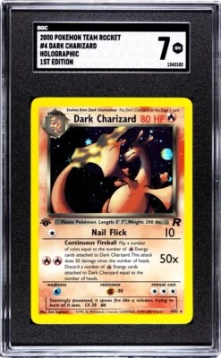 2000 POKEMON TCG TEAM ROCKET 1ST EDITION #4/82 DARK CHARIZARD HOLO SGC 7 - Image 1 of 2