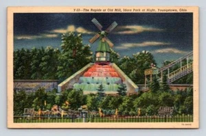 Youngstown Ohio Night View Old Mill, Idora Park Postcard - Picture 1 of 2