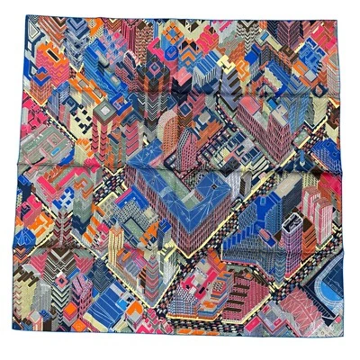 HERMES Carre 90 Scarf Pantin city Silk 100% Multicolor Authentic - Image 1 of 4