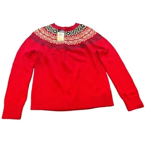 Chaps Fair Isle roter Damenpullover Größe Petite Large neu mit Etikett - Bild 1 von 4