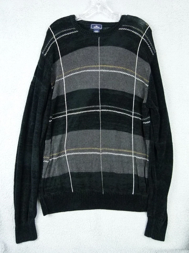 Dockers Mens XL Black / Gray Striped Geometric Pullover Sweater - Image 1 of 4
