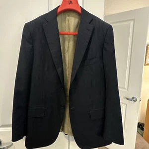 Isaia Napoli Blazer Men's 52R(EU) Blue Striped Super 130's Wool Base “S” Jacket - Picture 1 of 19