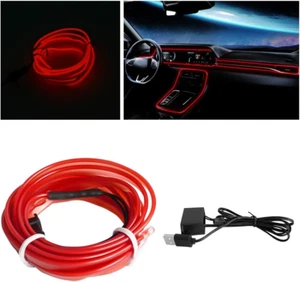 EL Wire Interior LED Strip Lights, 10FT/3M USB Auto Neon Light with Sewing Edge, - Picture 1 of 12