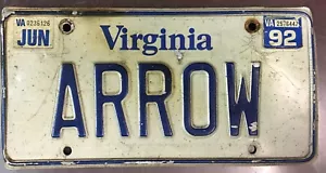 VIRGINIA Personalized ORIGINAL Vanity License Plate VINTAGE 1992 STATE TAG - Picture 1 of 1