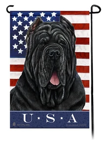 Patriotic USA Garden Flag - Black Neapolitan Mastiff 090 - Picture 1 of 1
