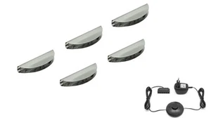 LED clip Glaskantenbeleuchtung/Esszimmer Einbauleuchte 5er Set Edelstahl Blau - Bild 1 von 3