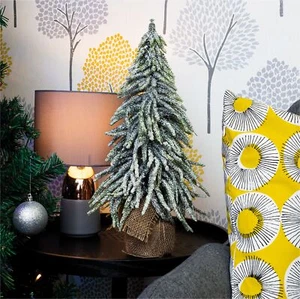 Mini Christmas Tree Xmas Artificial Traditional Snow Small With Hessian Bag 45cm - Picture 1 of 4