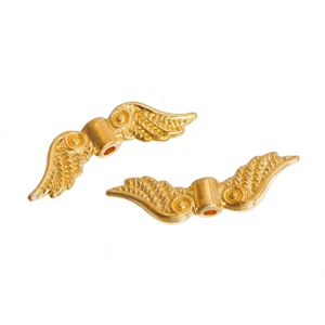 Gold Angel Wing Spacer Beads Bright Gold 23mm x 7mm 20pcs STY2 BRG - Picture 1 of 3