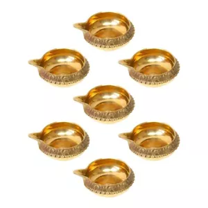 Brass Diya Kuber Puja Lamp Oil Hindu Religious Diwali Temple Set Diyas Deepak 02 - Picture 1 of 4