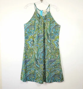 Michael Kors Size L Women's Blue Green Paisley Halter Knit Summer Dress - Picture 1 of 11