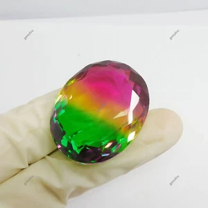 Bi-Color 106.15 Ct Lab-Created Tourmaline Oval Cut CERTIFIED Loose Gemstone - Picture 1 of 14
