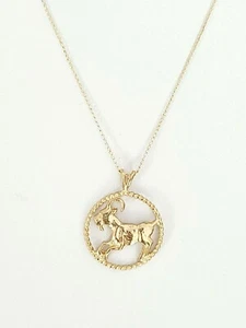 Vintage 14K Yellow Gold Zodiac Sign ARIES Pendant Necklace - Picture 1 of 12