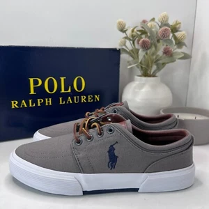 Polo Ralph Lauren Faxon Zapatillas bajas grises de lona con cordones para hombre EE. UU. 7,5 D NUEVAS SIN CAJA - Imagen 1 de 10