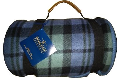 Pendleton Blue/Green Plaid Fleece to Fleece Reversible Throw Blanket 50x70" - Image 1 of 4
