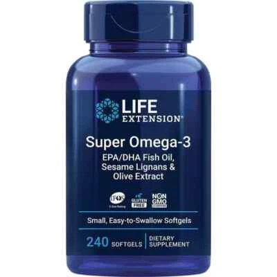 Life Extension Super Omega-3 Plus EPA/DHA Fish Oil/Olive/EPA/DHA 240gels - Image 1 of 2