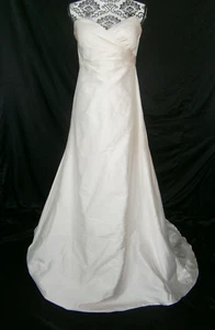 Jenny Yoo Wedding Dress 8 Ivory Silk Strapless A-Line Empire Ruching Train #5557 - Picture 1 of 6