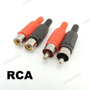 Red black Plastic audio video RCA male female jack socket adapter connector - Picture 1 of 8