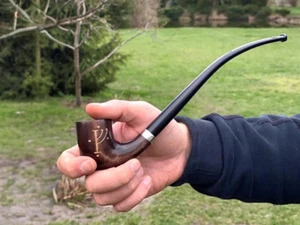 Pipa LOTR tabacco da fumo pipa lunga Churchwarden pipa fatta a mano con incisione - Foto 1 di 9