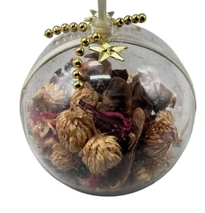 Christmas tree potpourri plastic ball ornament clear plastic 3" bow READ used se - Picture 1 of 5