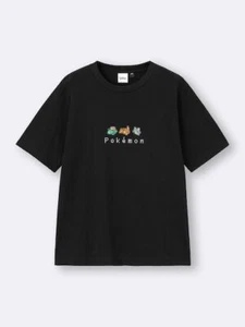 Pokémon x GU Graphic T-shirt Japan BLACK Venusaur Charizard Blastoise Ver - Picture 1 of 4