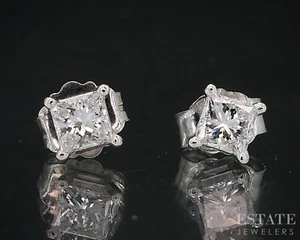 14k White Gold Princess Natural .22ctw Diamond Stud Earrings i18954 - Picture 1 of 4