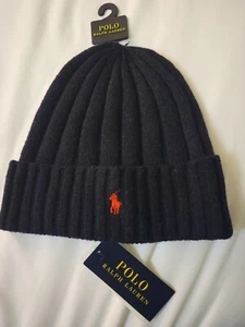 Polo Ralph Lauren Mens Wool Beanie Skull Cap Winter Hat One Size Navy Blue / Red - Picture 1 of 1