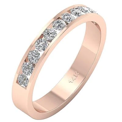Anniversary Ring VVS1 F 0.75 Ct Natural Round Cut Diamond 14K White Rose Gold - Image 1 of 4
