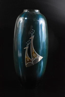 S2553: Японская Литая Медная ВАЗА С ЦВЕТОЧНЫМИ БУТОНАМИ/кривошипный гриф/Сорори Икебана Кадо - Изображение 1 из 4