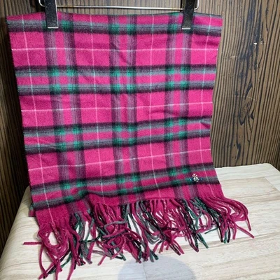 Silenciador de cachemir Vivienne Westwood rosa púrpura mezcla flecos 40x176 cm usado Japón Foto 1 de 4