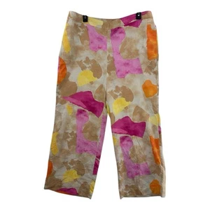 Chico’s Pull On Pants Linen Blend Colorful Floral Wide Leg Abstract Confetti 14 - Picture 1 of 12