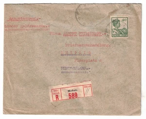 1924 Medan Niederländisch-Indien Einschreiben nach Leipzig Deutschland - Bild 1 von 2