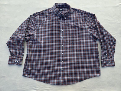 Lands' End Shirt Mens 3XL Blue Orange Plaid Button Down Non Iron Twill Pocket - Image 1 of 4