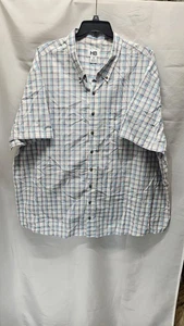 Camisa para hombre HB talla 4XL blanca a cuadros manga corta con botones - Imagen 1 de 4