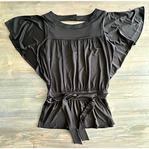 Top elástico Candies negro manga ala de murciélago ojo de cerradura espalda cinturón para mujer talla M - Nuevo con etiquetas - Imagen 1 de 8