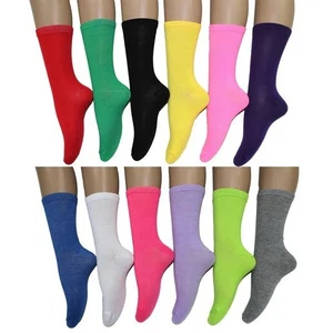 12 Pairs Women's Cotton Crew Socks Ladies Assorted Colors Dozen Pack Size 9-11 - Picture 1 of 2