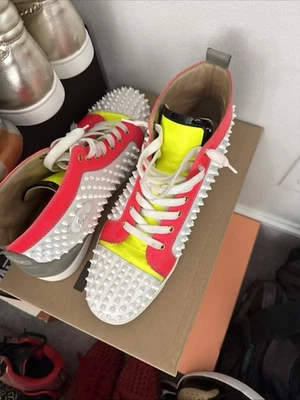 Christian Louboutin Zapatos Hombre Talla 12 Verde Neón, Blanco y Rosa  Foto 1 de 4