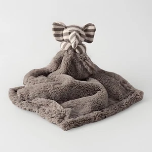 Restoration Hardware Baby and Child Elephant Lovey Security Blanket Gray Stripe - Picture 1 of 20