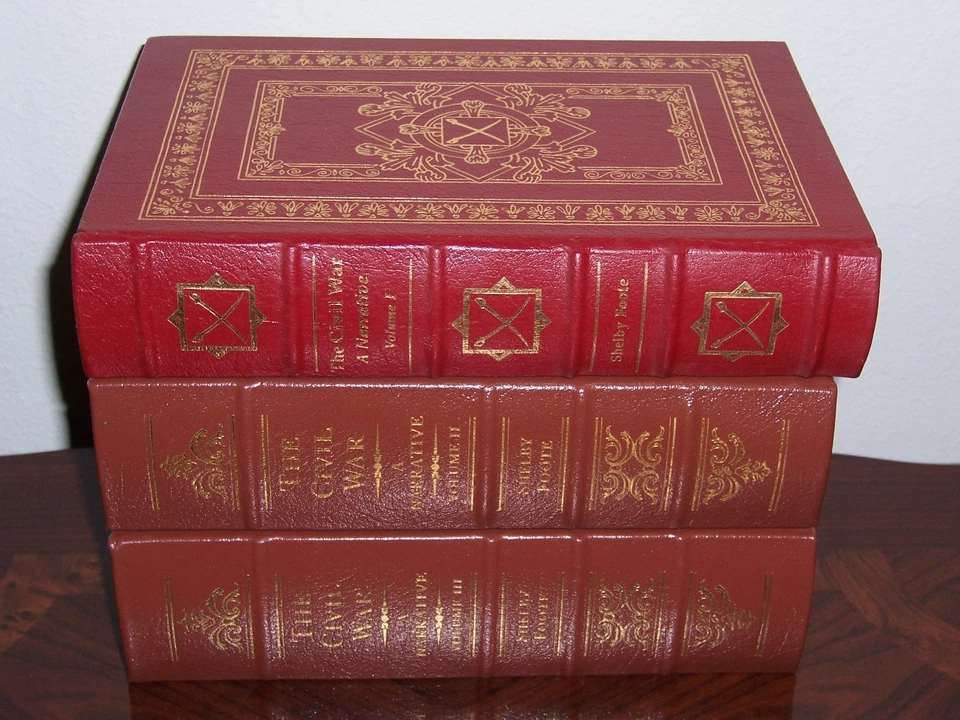 Easton Press Signed CIVIL WAR A NARRATIVE by Shelby Foote 3 vols MISMATCH bindin - Image 1 of 4