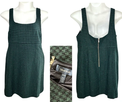 NWT Modcloth Green Black Sparkle Houndstooth Lined Holiday Mini Dress, Size 22W - Image 1 of 4