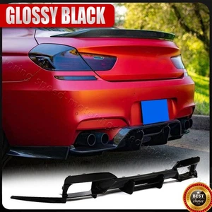 Gloss Black Rear Bumper Diffuser Lip Spoiler Splitter For BMW F06 F12 F13 M6 13+ - Picture 1 of 17