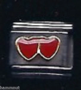 CONNECTED DOUBLE HEARTS #3 WHOLESALE ITALIAN CHARM 9MM - Picture 1 of 1