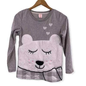 Cat & Jack Grey Bear Fuzzy Lounge Top New Large - Picture 1 of 4