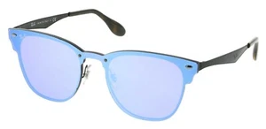 Ray Ban Blaze Clubmaster Sonnenbrille schwarz RB3576N 153/7V pflaumenfarbene Gläser 47 mm neu - Bild 1 von 9
