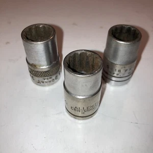 3-Qty 9/16" Cromo Vanadio Presa 12 Punti 1/2" Unità Bonney Proto Alenite Vintage - Foto 1 di 9