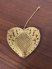 Baldwin Puffed Heart Gold Pierced Christmas Ornament #7223.010 Rare
